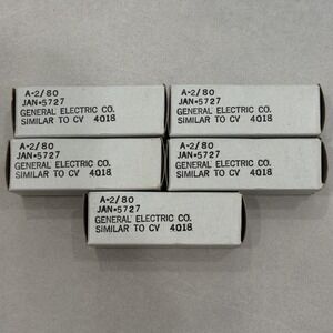 5 General Electric JAN 5727 Vacuum Electron Tubes Untested NOS Date 2/1980